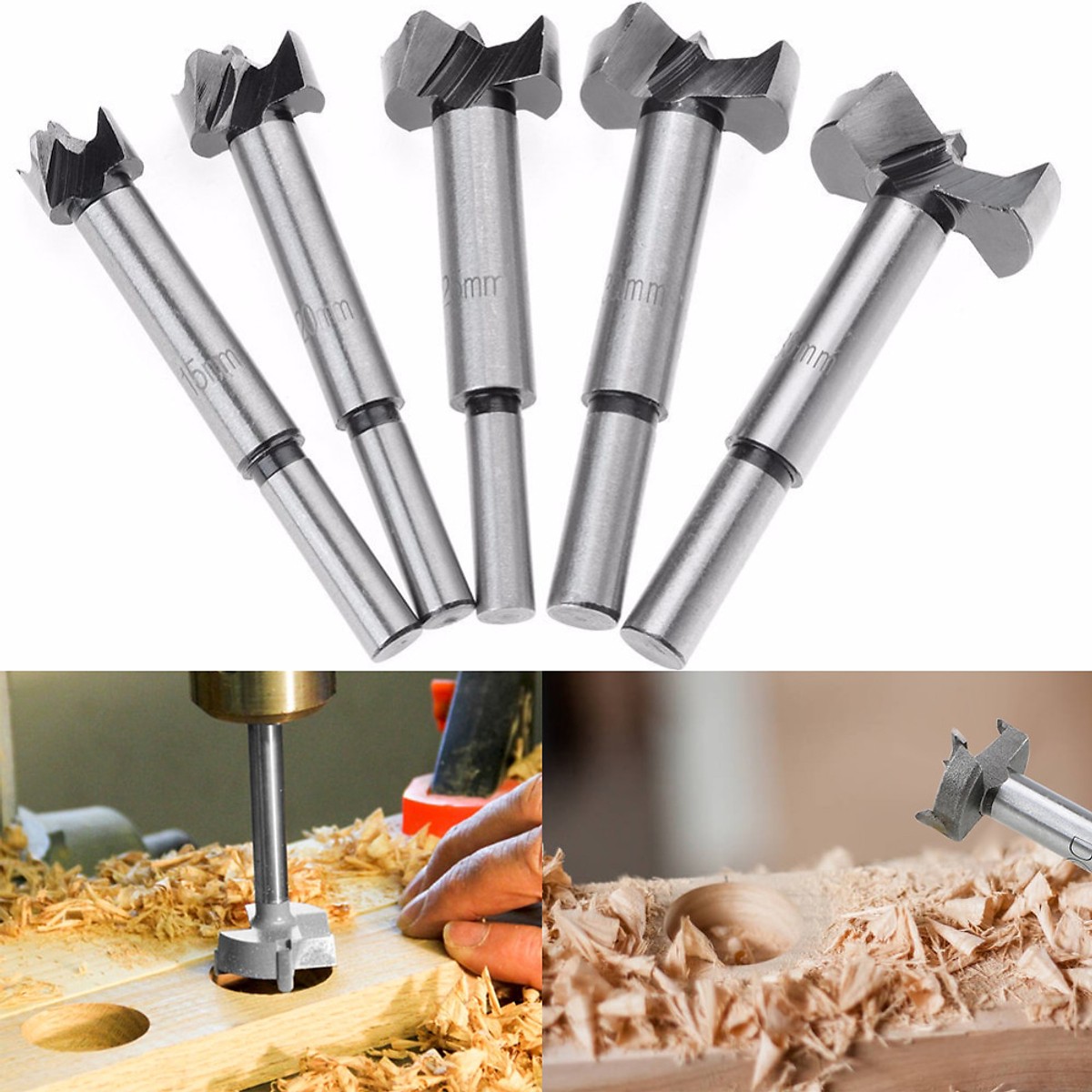 Bộ 5 mũi khoan khoét lỗ gỗ nhựa đường kính từ 15 - 35mm dành cho thợ mộc chuyên nghiệp