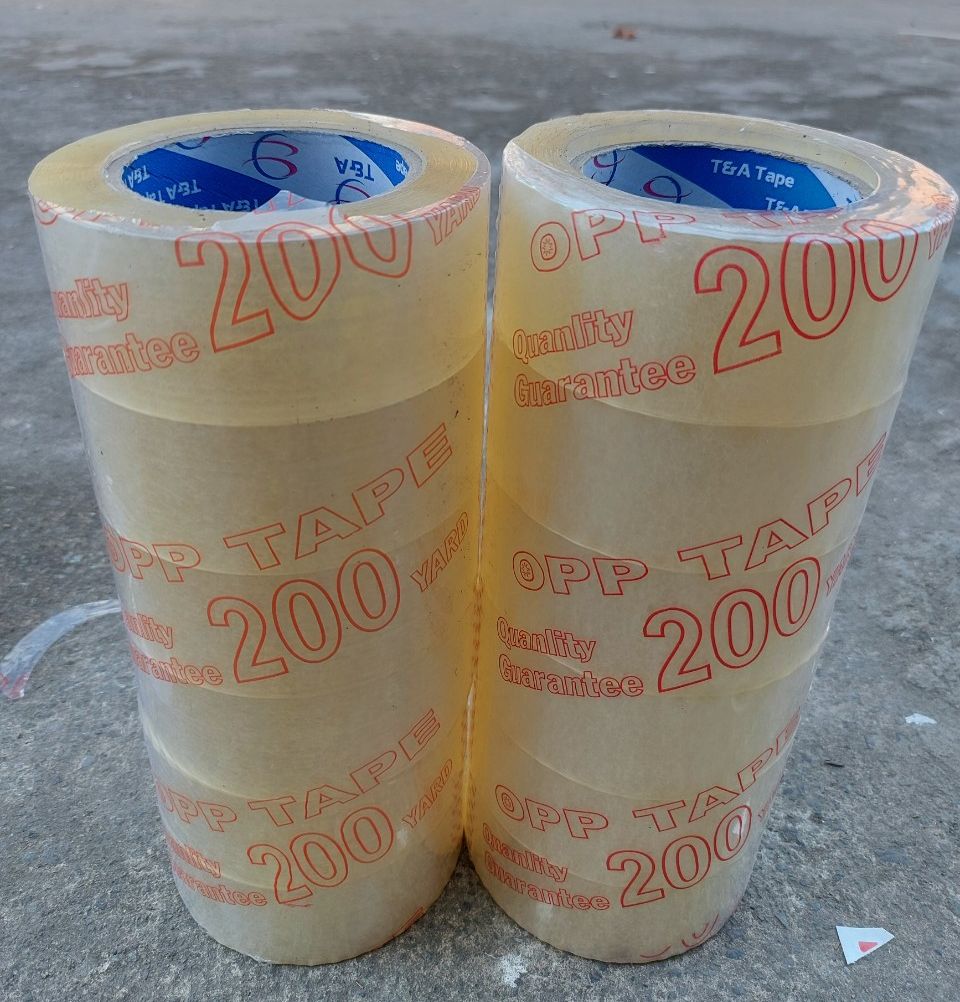 Băng keo dán thùng 200y Trong 1,85kg/cây 6 cuộn siêu dày