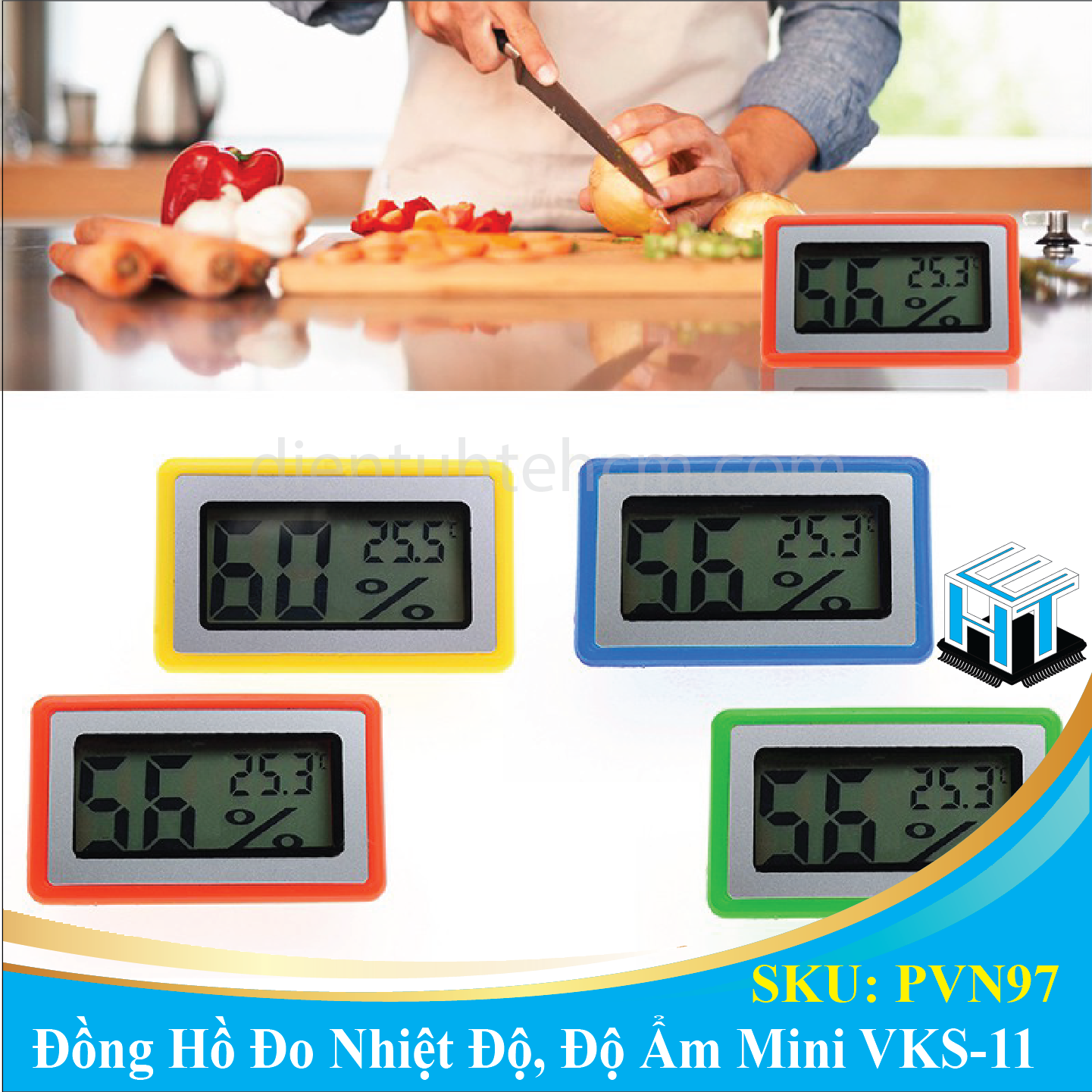 Đồng Hồ Đo Nhiệt Độ, Độ Ẩm Mini VKS-11