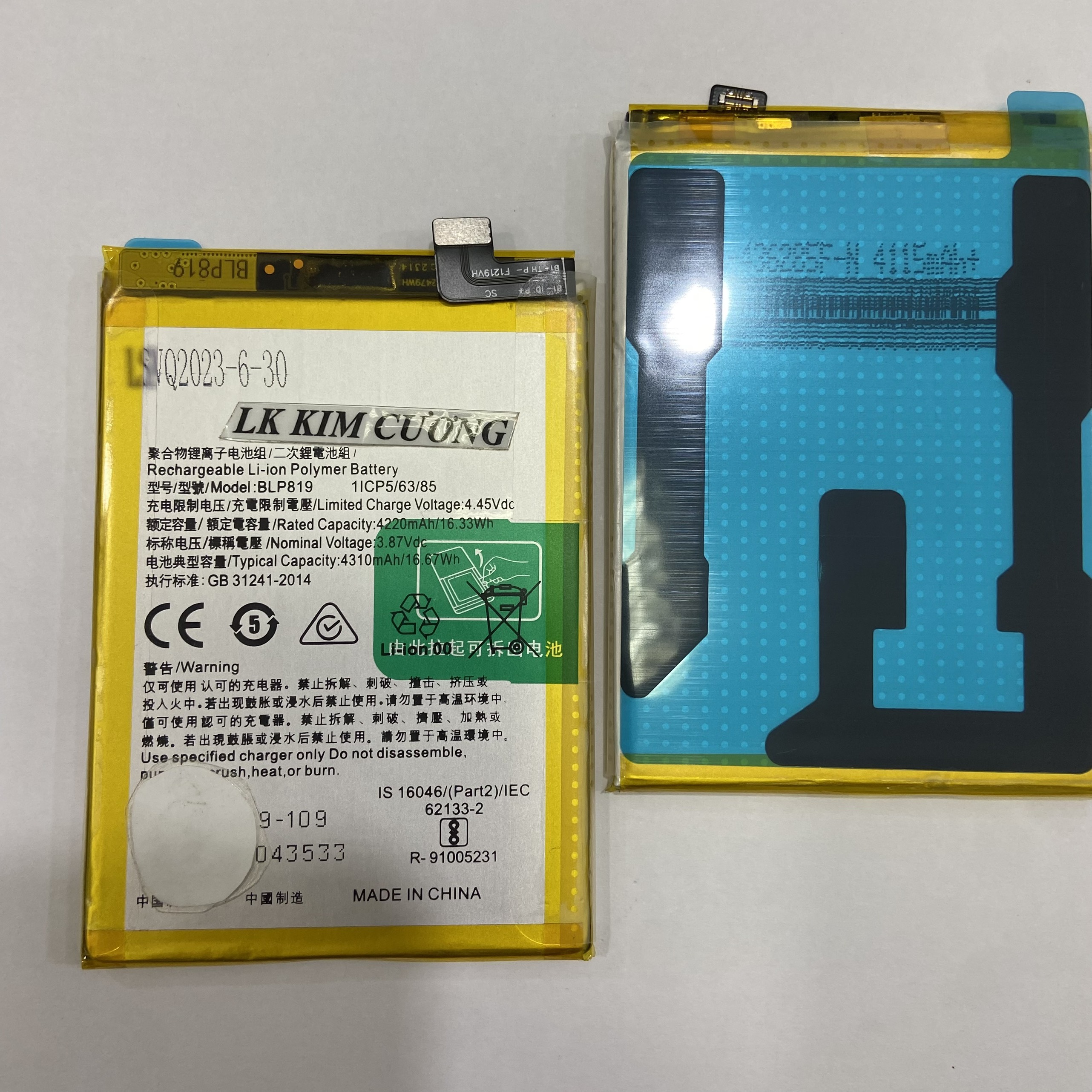 pin thay thế  blp819 / reno 5 ren no 3