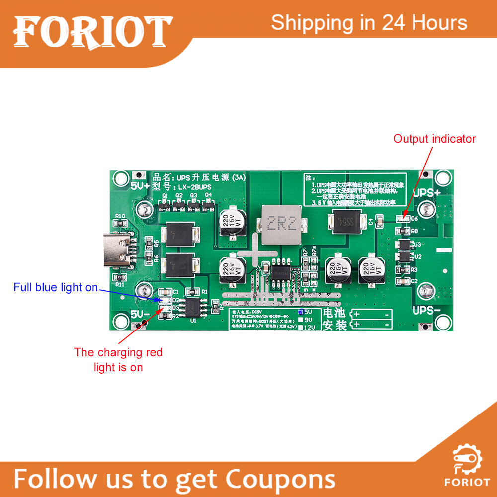 Foriot Pin Mô-đun Tăng Áp Nguồn Điện 5V 6V 9V 12V 18650 Pin Lithium Tăng Áp Mô-đun Chuyển Đổi Mạch Bảo Vệ