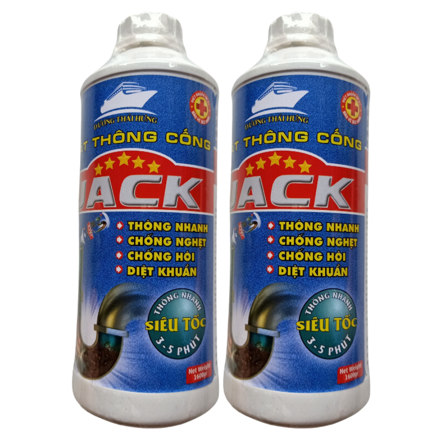 Hóa Chất Thông Cống Siêu Mạnh (Chai 1,6kg)(Thương Hiệu JACK) Xử lý tắt nghẽn 3-5 phút (cần đọc kĩ hướng dẫn trước khi sử dụng)