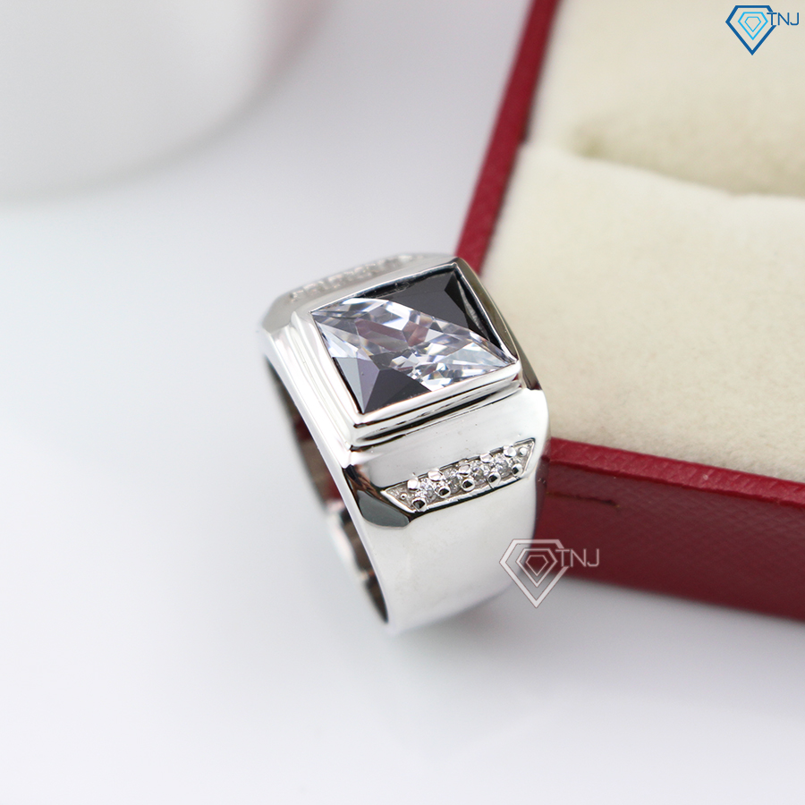 Nhẫn nam bạc thật đính đá 2 màu NNA0047 - Trang Sức TNJ