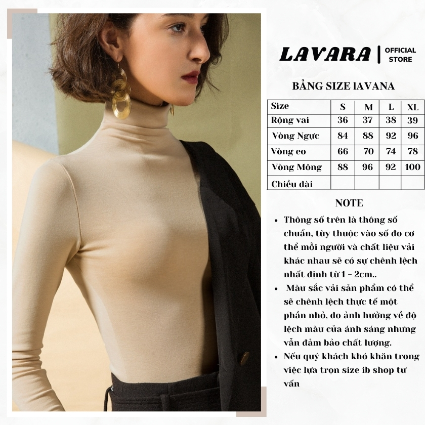 Áo giữ nhiệt lót nỉ cổ 10cm phong cách Hàn Quốc bigsize LAVARA ALE03
