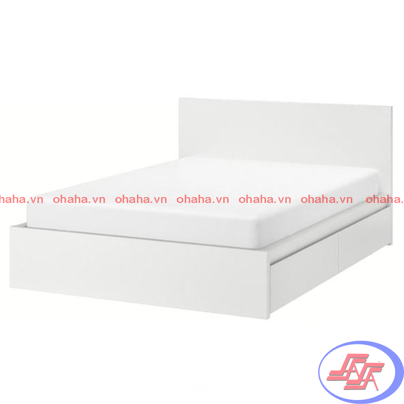 [ Freeship HCM ] [ Trả góp 0%]  GIƯỜNG NGỦ GỖ CÔNG NGHIỆP CAO CẤP OHAHA - GC005 - Màu trắng