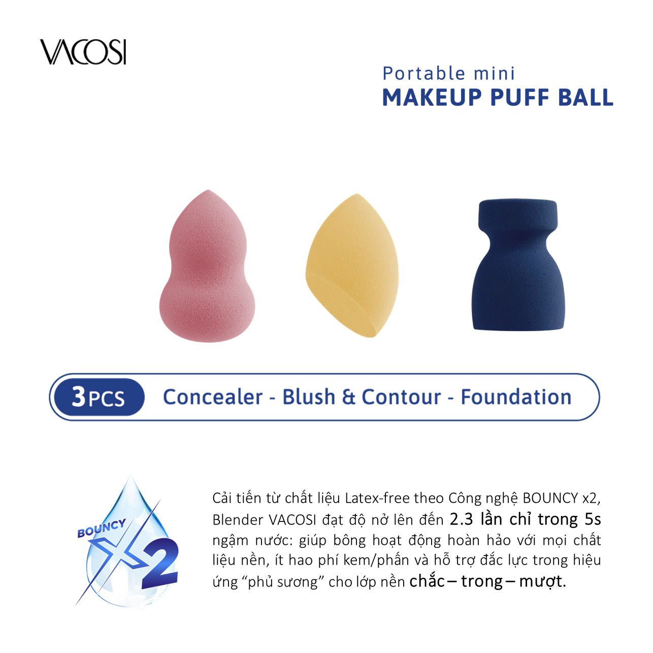VACOSI Portable Mini Makeup Puff Ball