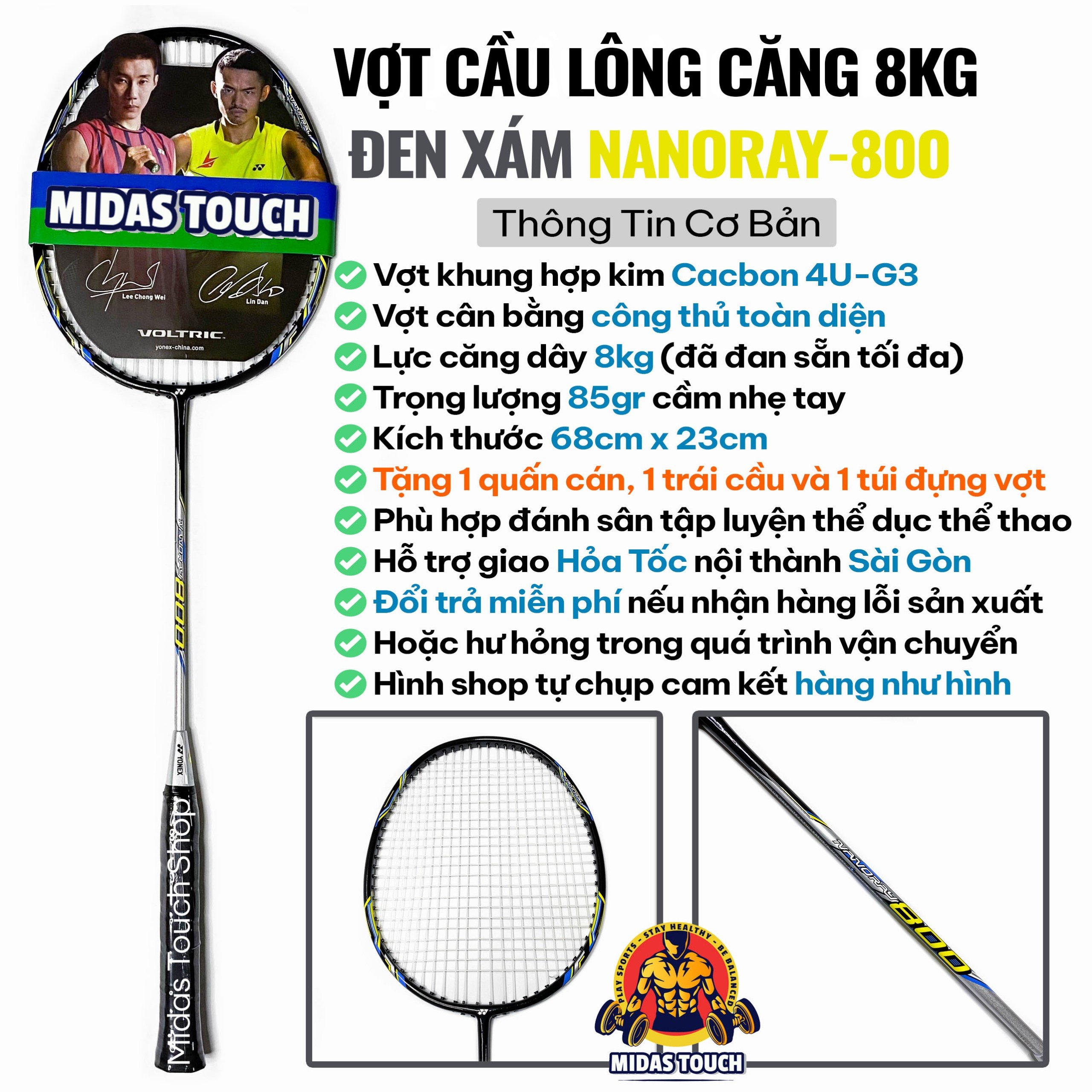 1 Cây Vợt Cầu Lông YONEX Khung Hợp Kim Crom Cacbon Siêu Bền Đẹp + Tặng 1 Trái Cầu + 1 Quấn Cán + 1 Túi Đựng Vợt Cao Cấp - Cam Kết Sản Phẩm Như Hình