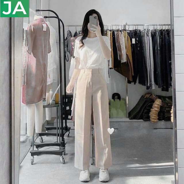 [CAM KÊT Y HÌNH+ KÈM ẢNH THẬT] Quần tây ống rộng lưng cao khuy giữa hàng đẹp, quần ống rộng lưng cao nữ tôn dáng, quần ống suông lưng cao nữ, quần tây ống suông công sở JAMS25