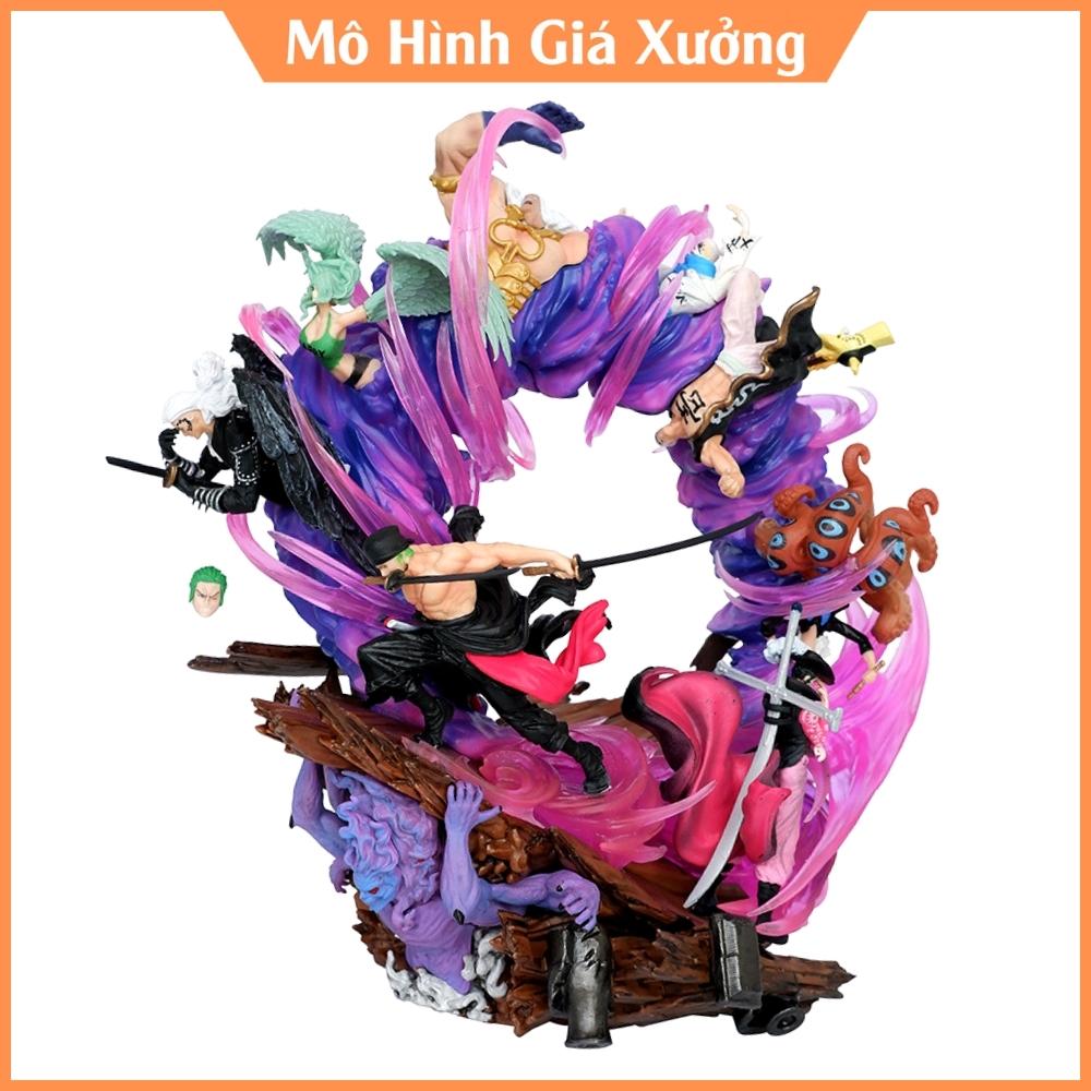 Mô hình onepiece zoro và những bại tướng - cao 23cm - nặng 1kg7 - full box - phụ kiện có 2 đầu + 4 kiếm, figure onepiece - mô hình giá xưởng