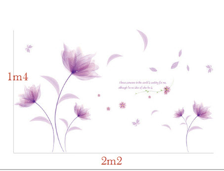 DECAL DÁN TƯỜNG COMBO HOA XANH TÍM MỎNG