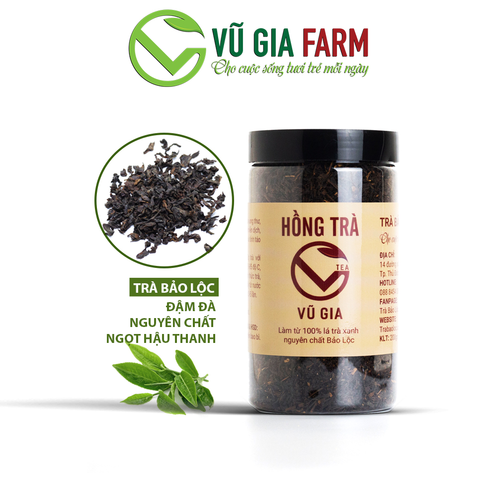 Hồng Trà (Trà Đen) Cao Cấp Nguyên Chất Bảo Lộc Vũ Gia (100gr/hũ) - Thanh nhiệt cơ thể thải độc gan tốt cho sức khỏe, giảm stress, tinh thần sảng khoái tập trung làm việc - Đã được kiểm nghiệm y tế