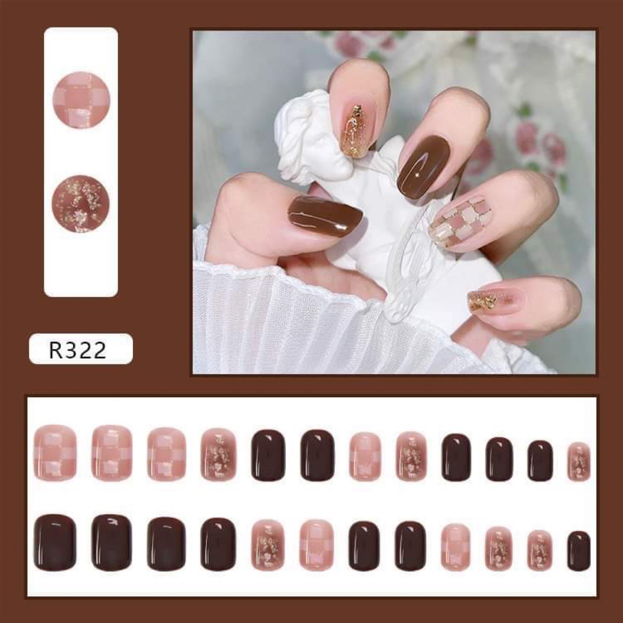 Set 24 Móng Tay Giả Thời Trang Kèm Keo dán