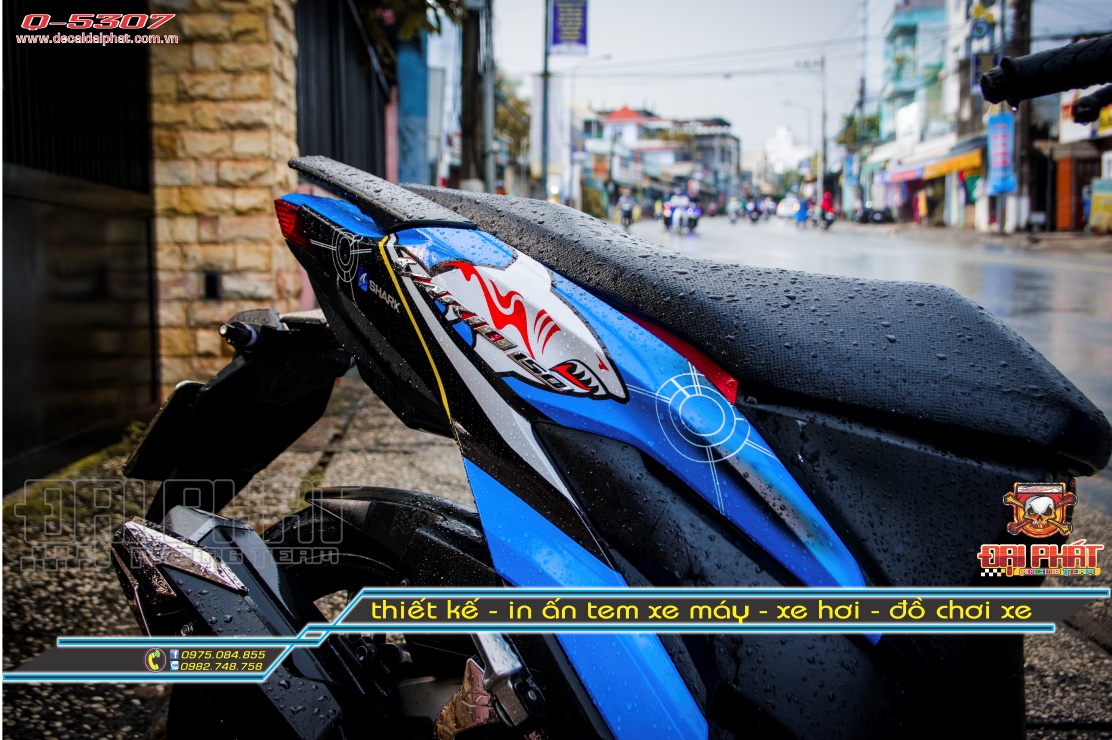 Tem Trùm Xe Vario Cá Mập Xanh Trắng