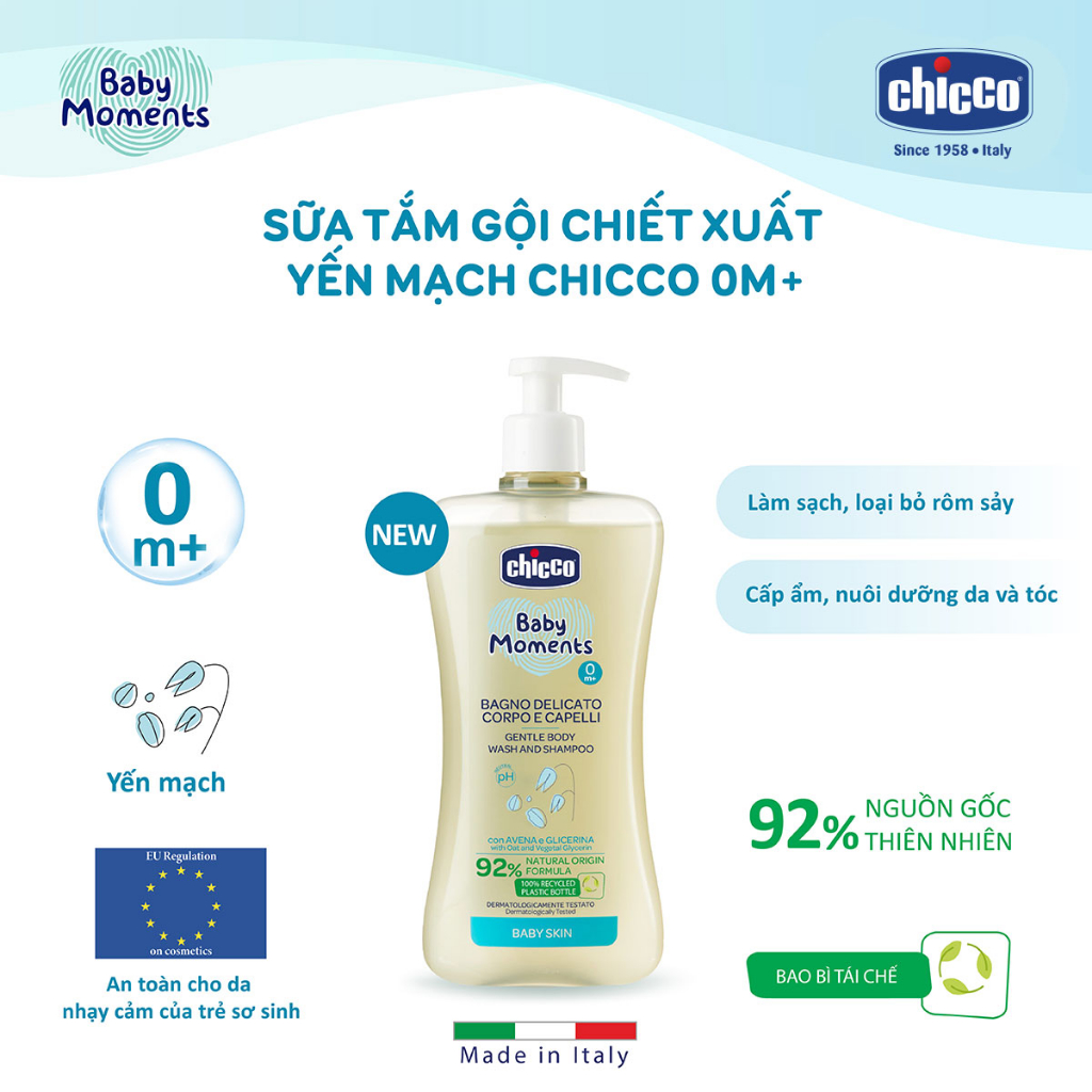 [CHÍNH HÃNG] Sữa tắm gội hoa cúc Chicco 200ml & 500ml