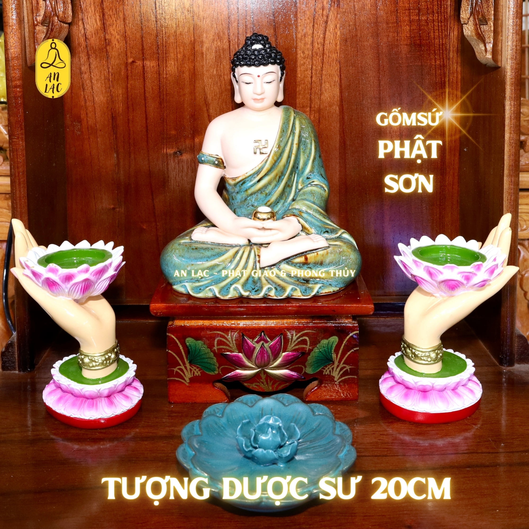 TƯỢNG DƯỢC SƯ GỐM SỨ PHẬT SƠN 20cm SUO