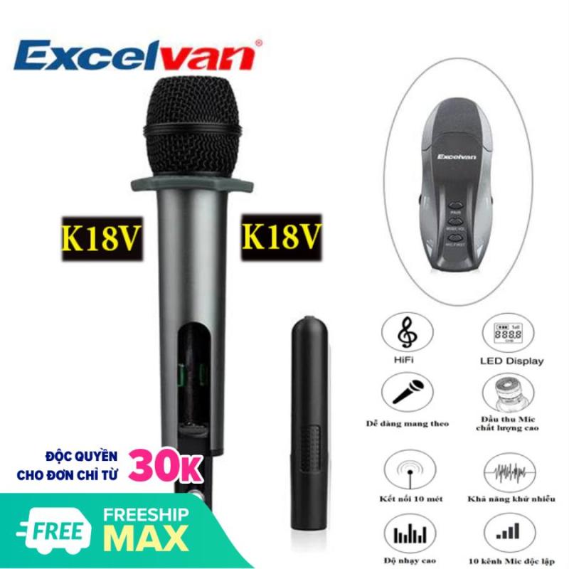 Excelvan K18V Karaoke Wireless Microphone Great Karaoke, Good Price, Led Screen, Good Anti-Howling, Anti-Noise, Anti-Suck, Singing Light, Strong Waves, Wirelessly Connecting Portable Speakers Oto Speakers Bluetooth TV Karaoke System,