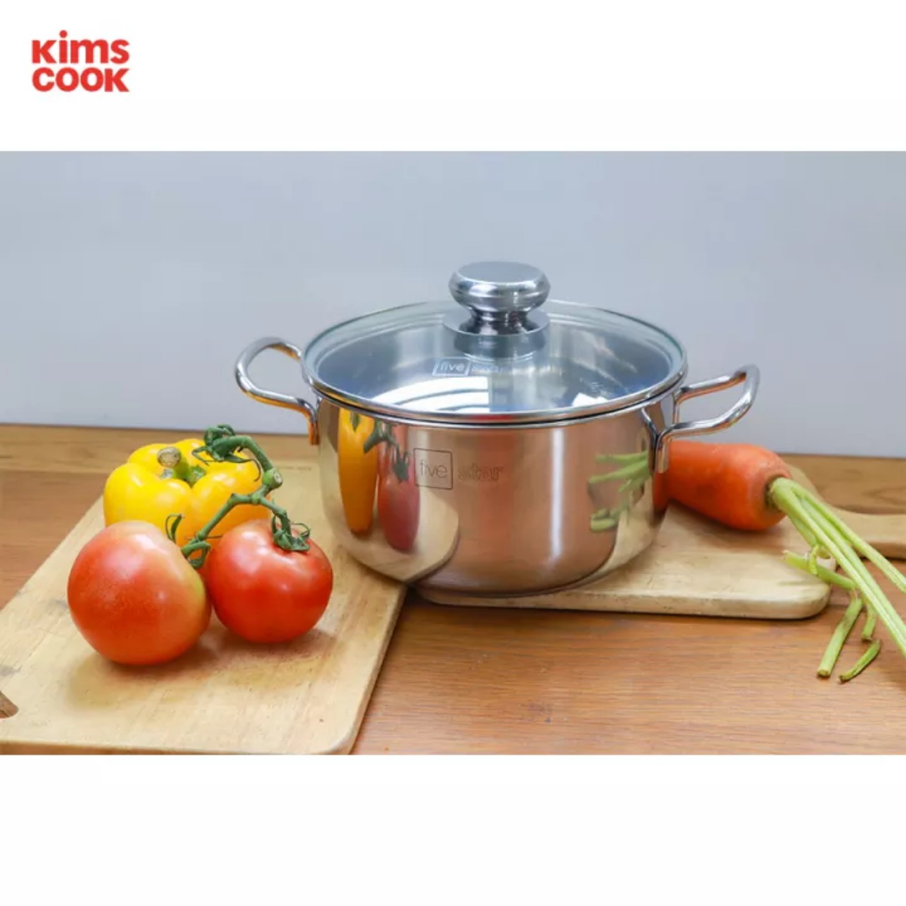 Nồi inox 430 bếp từ 3 đáy FiveStar 16/18/20/24cm nắp kính
