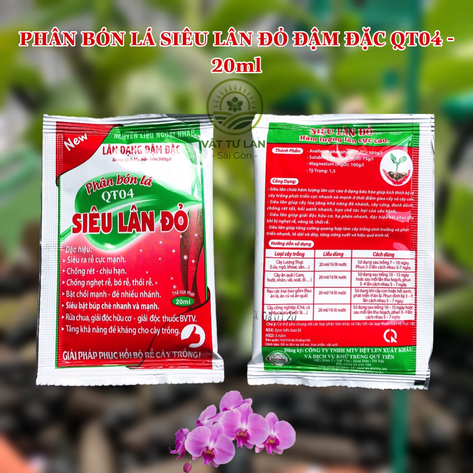 [HCM]PHÂN BÓN LÁ SIÊU LÂN ĐỎ ĐẬM ĐẶC QT04 DẠNG GÓI DÙNG THỬ 20ML