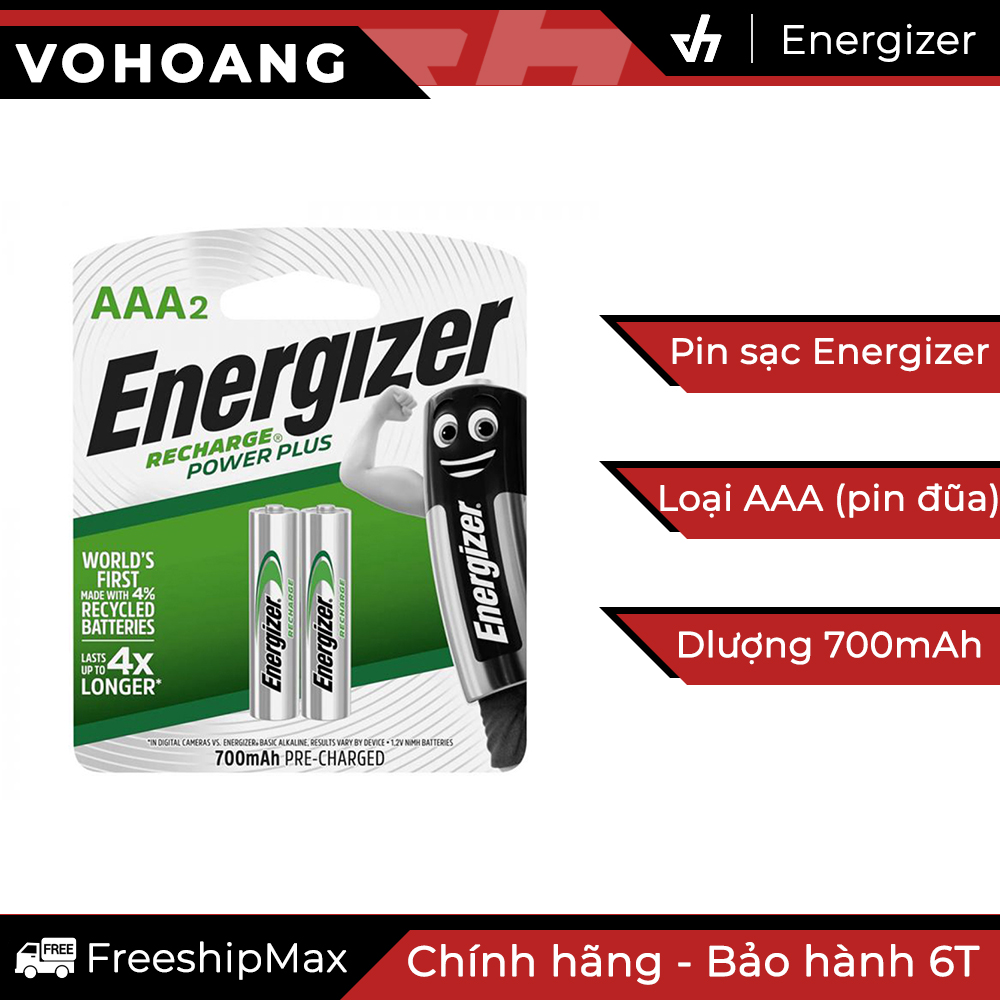 Bộ 2 Pin sạc AAA Energizer Recharge 700mAh