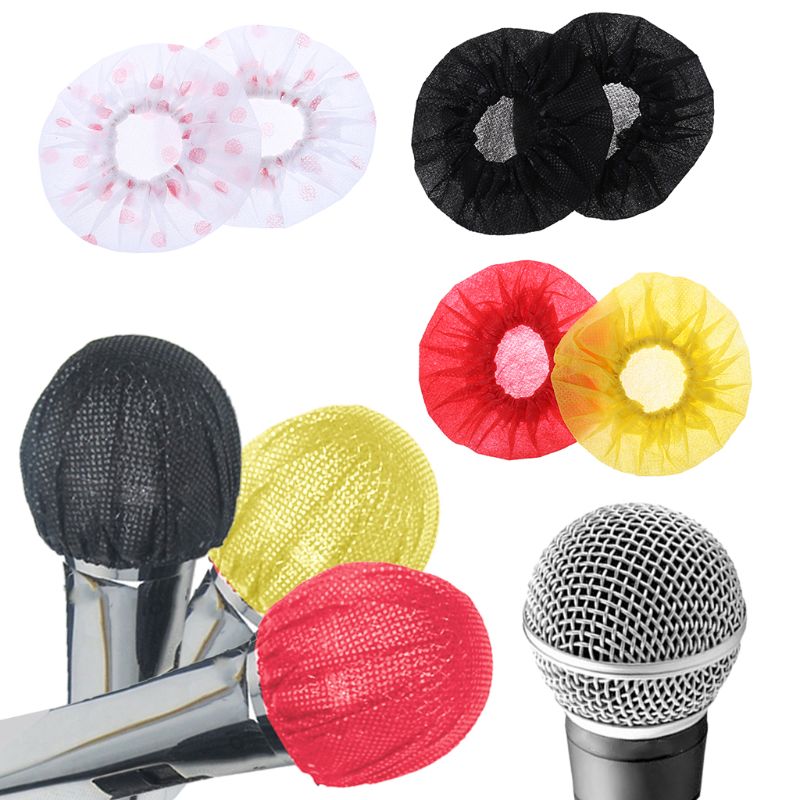 PanPan 10/50Pair Disposable Non-woven Microphone Cover Removal Windscreen Protective Mic Cap Pad for KTV Karaoke