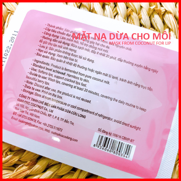 Mặt Nạ Dừa Cửu Long Dành Cho Môi Miếng Lẻ