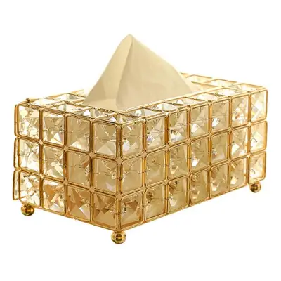 Style Metal Crystal Tissue Box Removable Tissue Tissue Napkin Holder Kitchen Living Room Dining Room Decoration