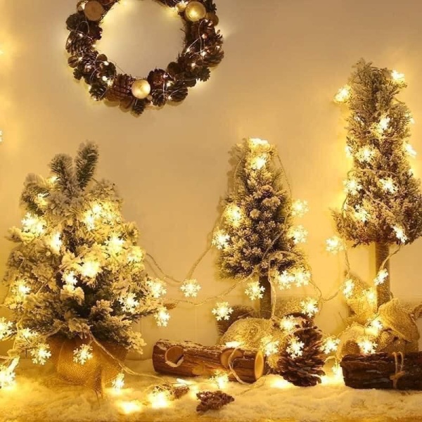 Dây đèn LED hình bông tuyết nhấp nháy trang trí Giáng Sinh Tết