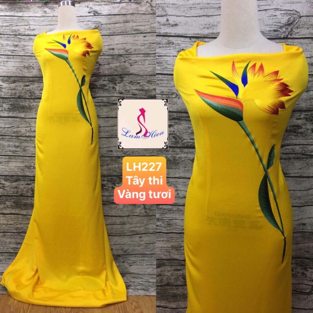 Vải áo dài lụa tây thi bông thêu LH227