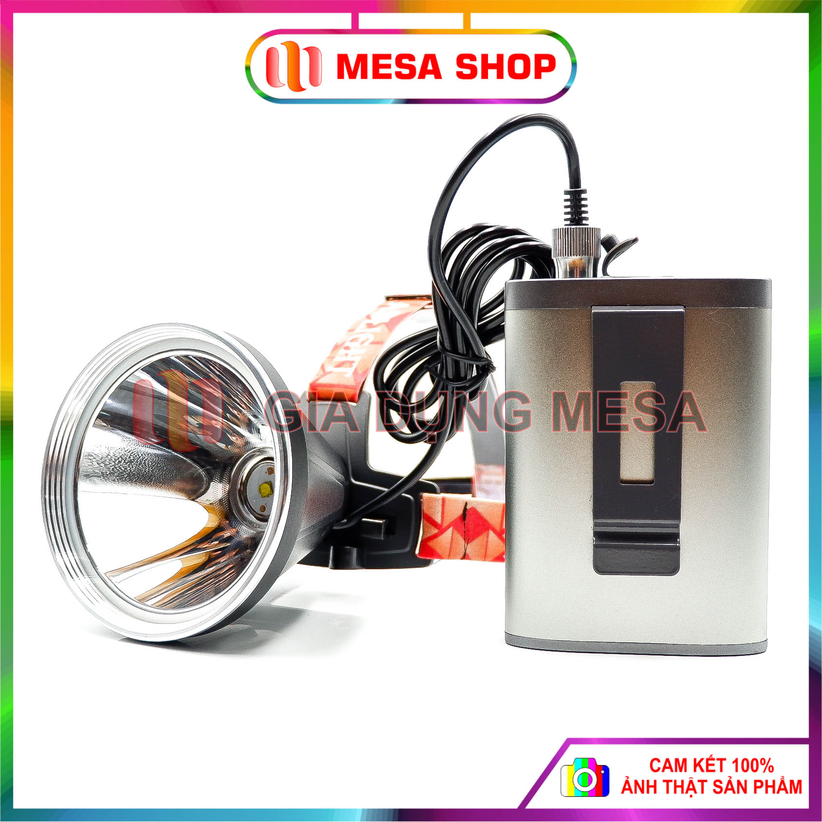 Đèn pin đội đầu cao cấp có bình rời kiêm đèn chiếu sáng, sạc dự phòng 12800 mah vỏ nhôm ánh sáng trắng
