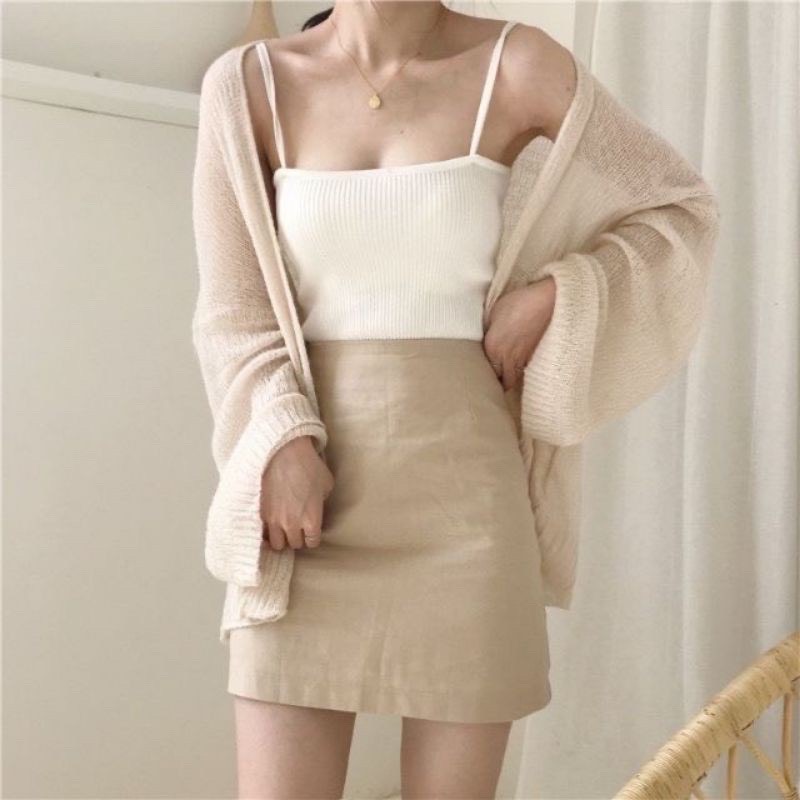 Áo cadigan khoác ngoài len mỏng đi biển