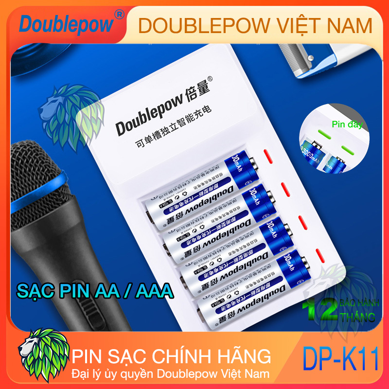 Bộ sạc pin AA AAA DP-K11 Tự Ngắt Doublepow (hàng chính hãng) Pin Sạc Micro Không Dây - Pin Đồ Chơi Điện Tử - Pin Tiểu Sạc Dung Lượng Cao - Pin Micro Loa Kẹo Kéo - Pin Chuột Không Dây