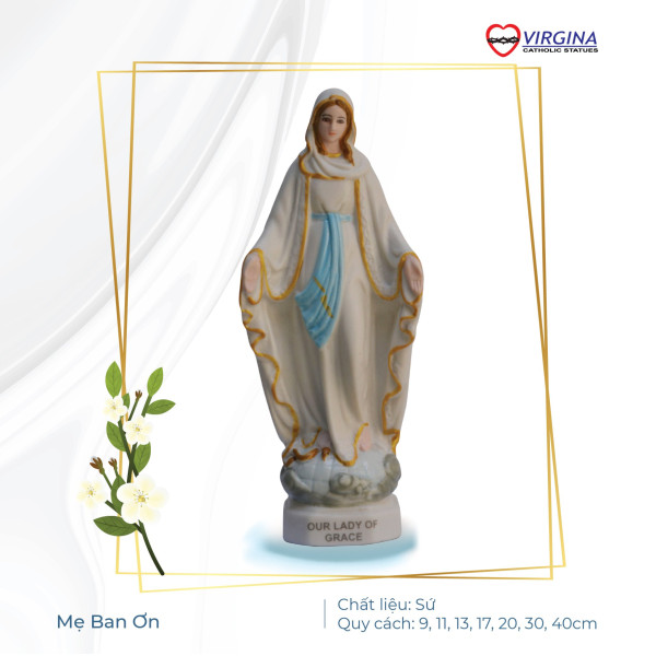 Tượng sứ - Tượng Mẹ Ban Ơn 17cm (xanh)