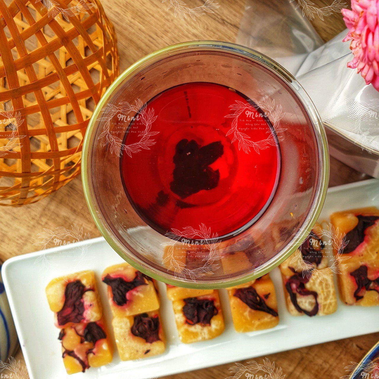 Trà Hoa Atiso Đỏ (Trà Hoa Hibiscus) Đường Phèn Mật Ong - Hộp 20 Viên