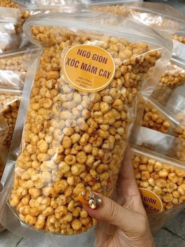BẮP RANG TỎI ỚT ( Ngô giòn xóc mắn cay) - NGÔ CAY gói 800g LOẠI ĐẶC BIỆT
