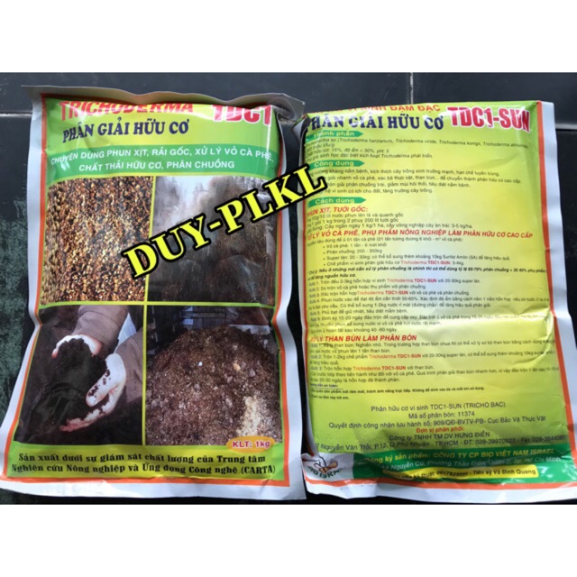 [HCM]Phân Giải Hữu Cơ Tricoderma Tdc1 : Túi - 1Kg. phân bón hữu cơ, phân hữu cơ.