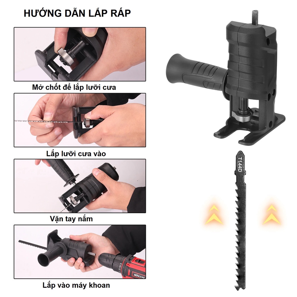 [Rẻ vô địch] BỘ CHUYỂN ĐỔI MÁY KHOAN THÀNH MÁY CƯA ( LẮP ĐƯỢC CHO CẢ KHOAN PIN , KHOAN ĐIỆN)