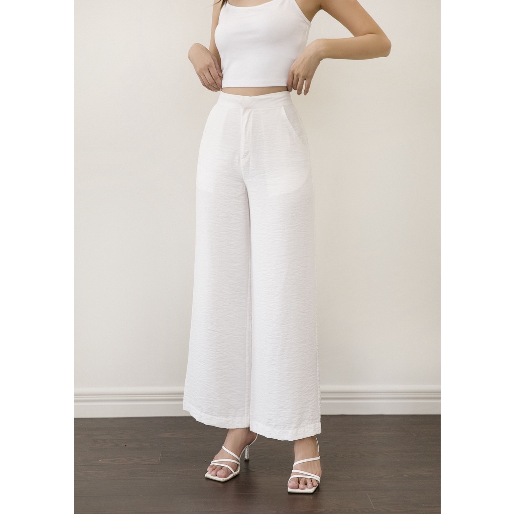 Quần MIEU culottes trơn dài HM12 (Trắng)