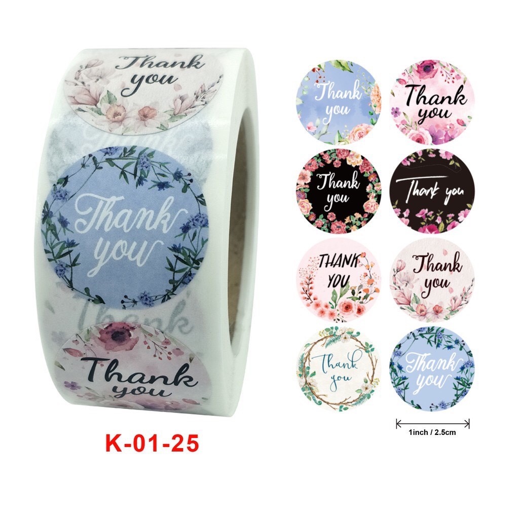 ✳❍ 500 miếng tem dán chữ thank you