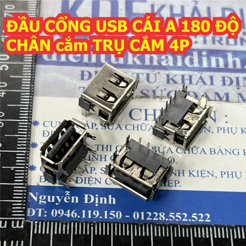 10 cái đầu cổng usb cái a 180 độ 4p chân dán / cắm trụ cắm 4p kde4485