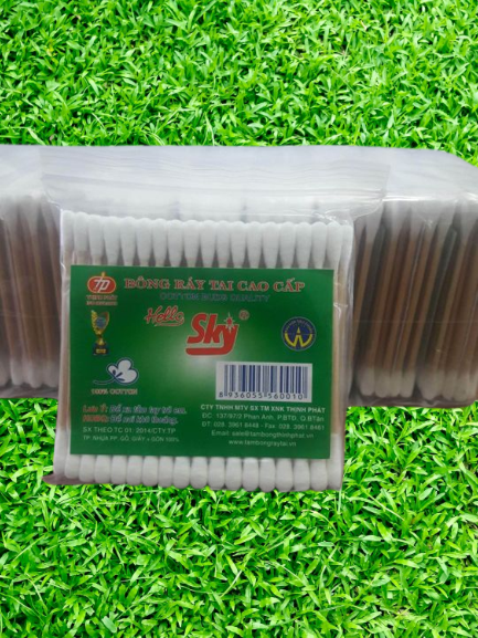 Lốc 12 bịch tăm bông Sky thân gỗ