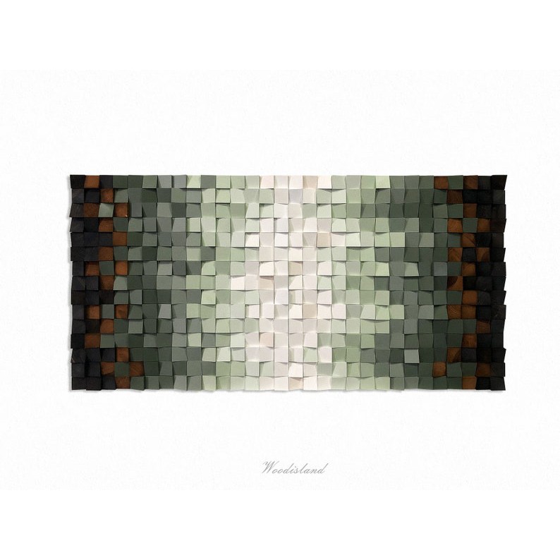 Tranh gỗ trang trí 3D xám tro cam đất (Wood mosaic) - KÍCH THƯỚC 60x1m2 50x1m