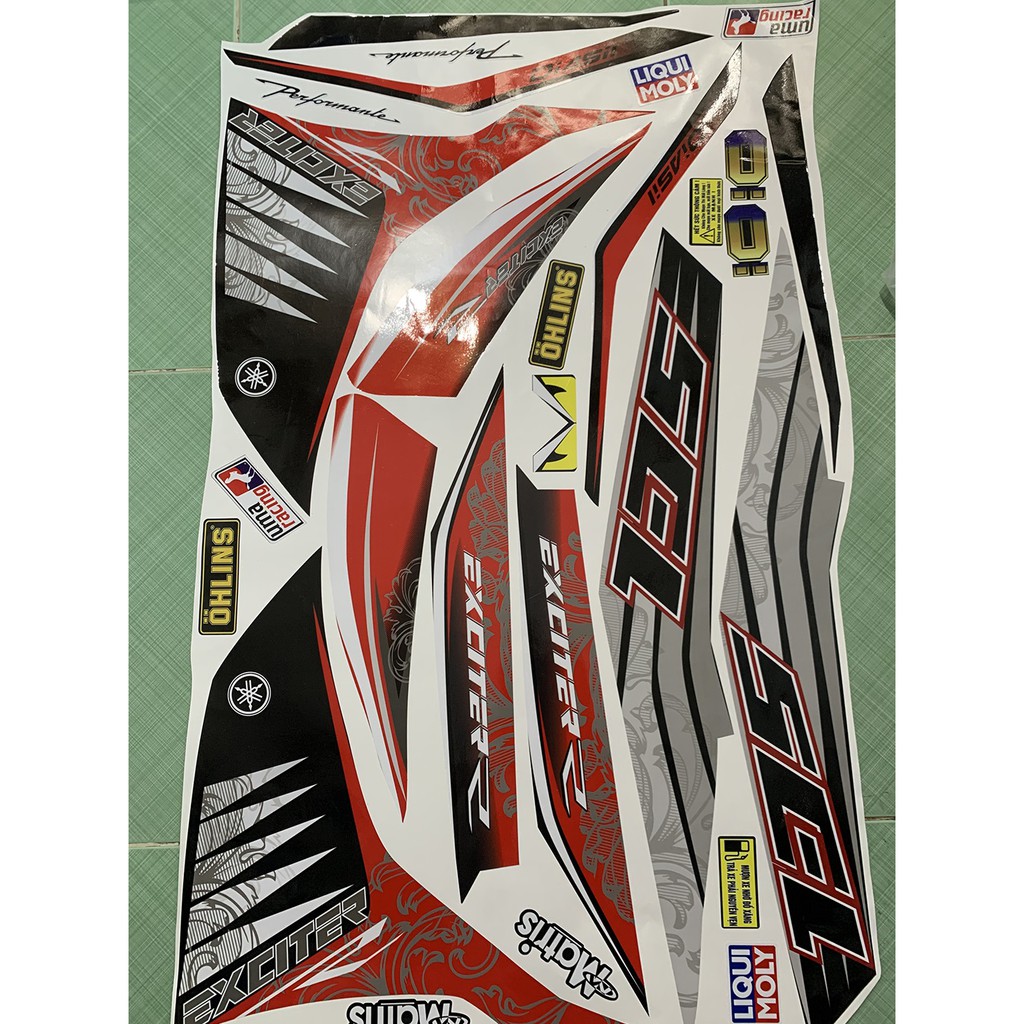 tem exciter 135 R đỏ đen 2013