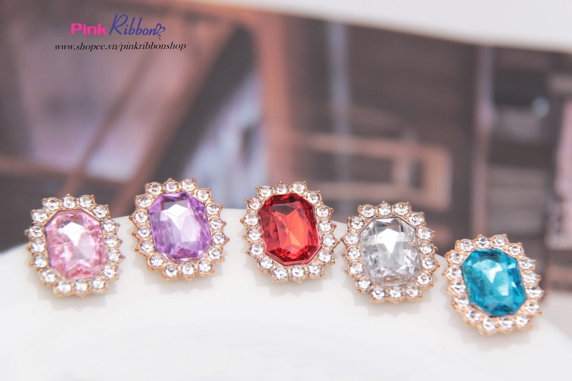 [Set 2 cái] Center hạt nhựa giả đá hình bầu dục 2cm
