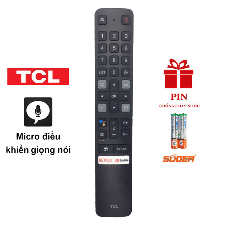 Remote TV TCL GIỌNG NÓI ZIN HÀNG HÃNG - Điều khiển tv TCL micro dài mới nhất có chức năng MICRO