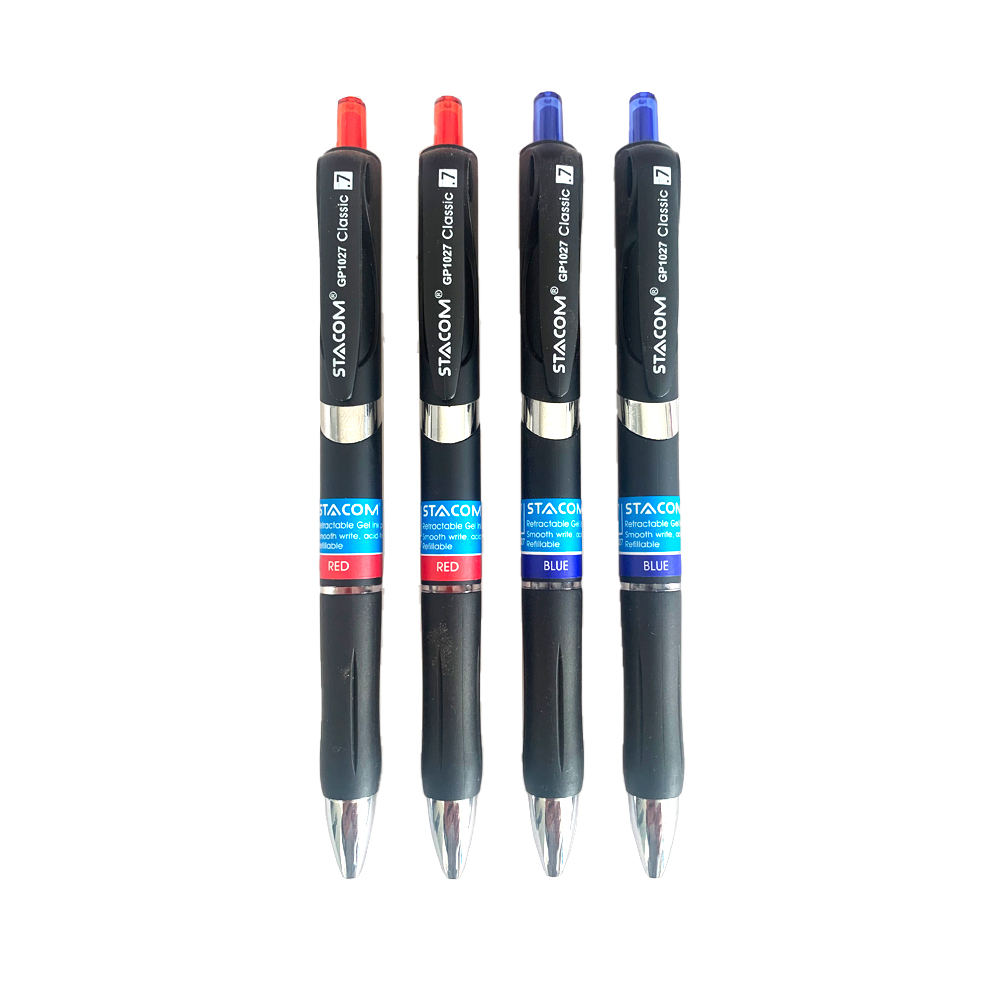 (SET 5 CÂY) Bút ký đầu bấm 0.7mm màu xanh STACOM GP1027
