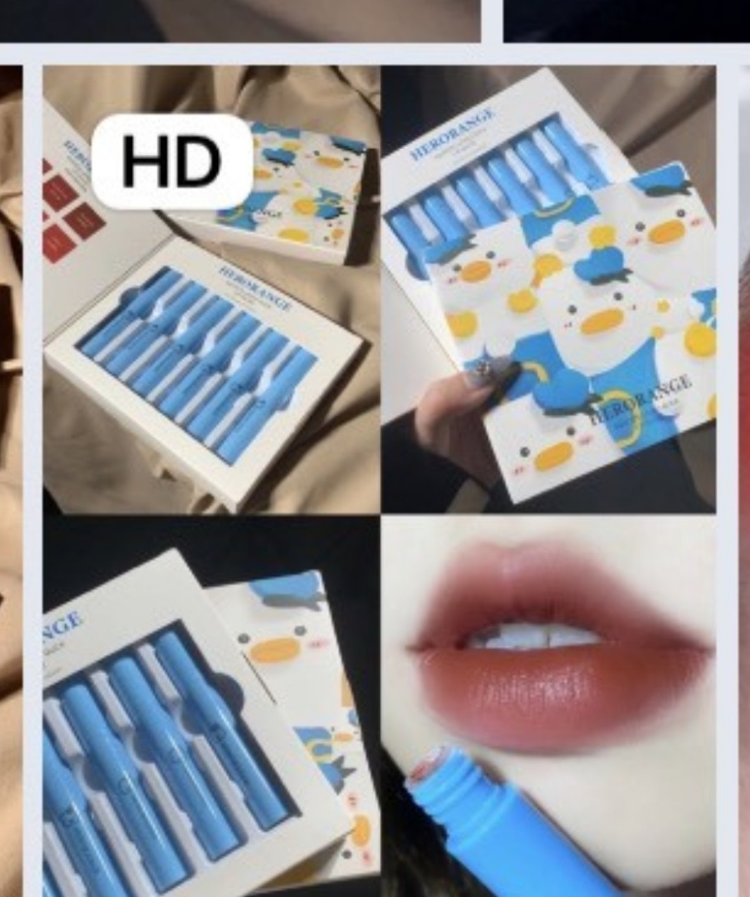 [Mẫu Mới] Set 6 Cây Son Kem Her Orange Lovely Duck Vịt Xanh Dễ Thương Lên Màu Siêu Đẹp