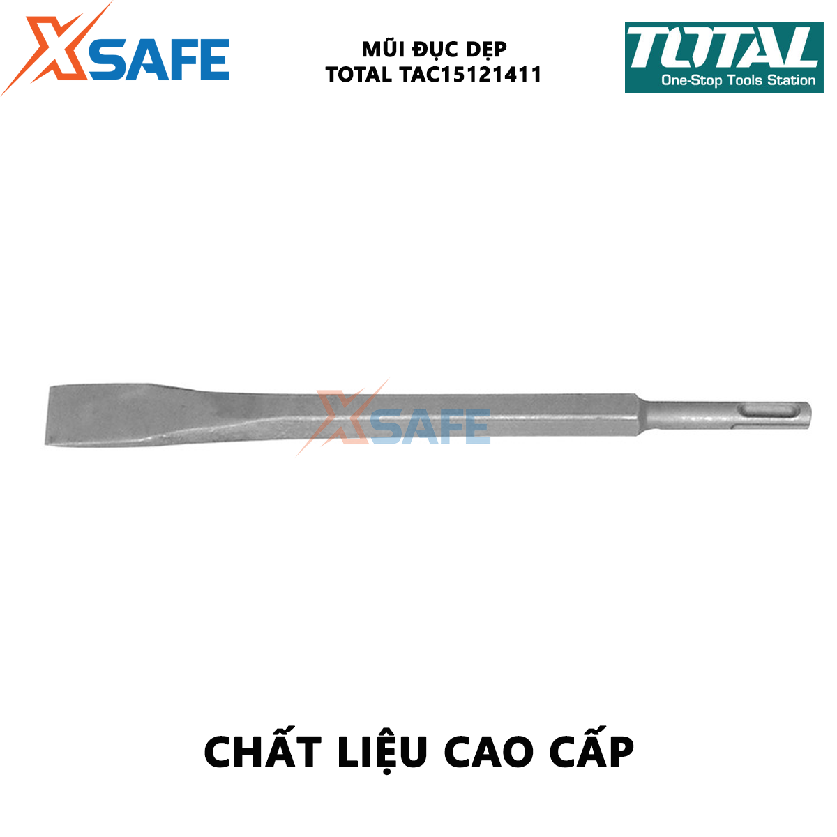 Mũi đục dẹp TOTAL TAC15121411 | mũi đục quy cách 14x 50x20mm đục, khoét các bề mặt cứng khác nhau như tường, bê tông