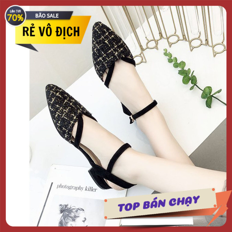 Giày nữ sandal chất dạ quai hậu sang trọng giày quai hậu giày nữ giày saldan nữ giày nữ công sở giá rẻ