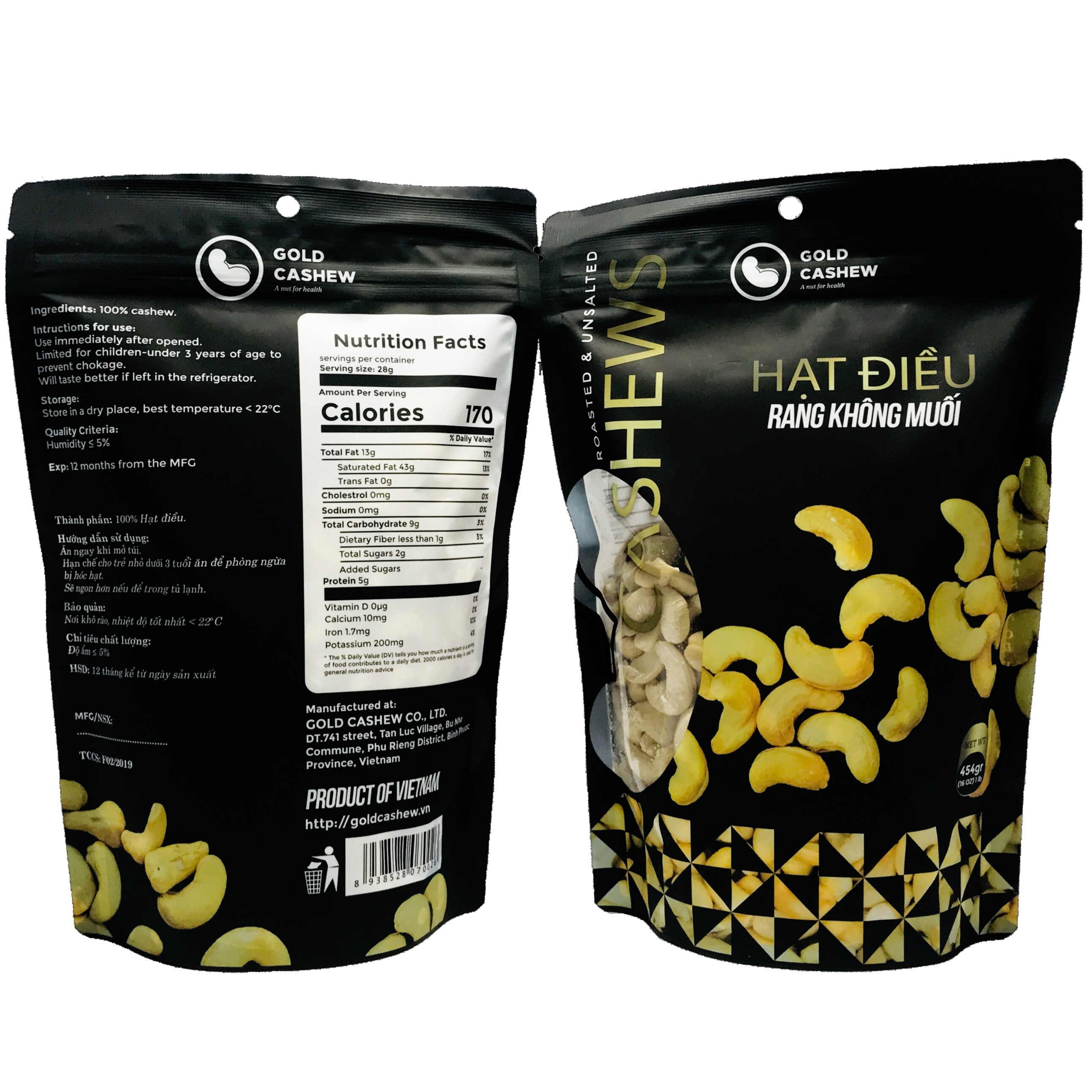 Hạt Điều Rang Không Muối Cao Cấp 454gr