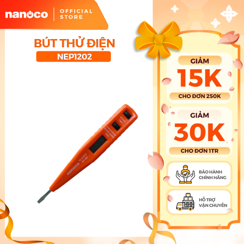 Combo 5 Bút thử điện Nanoco model NEP1202 (có màn hình hiển thị LCD, đèn LED trợ sáng)